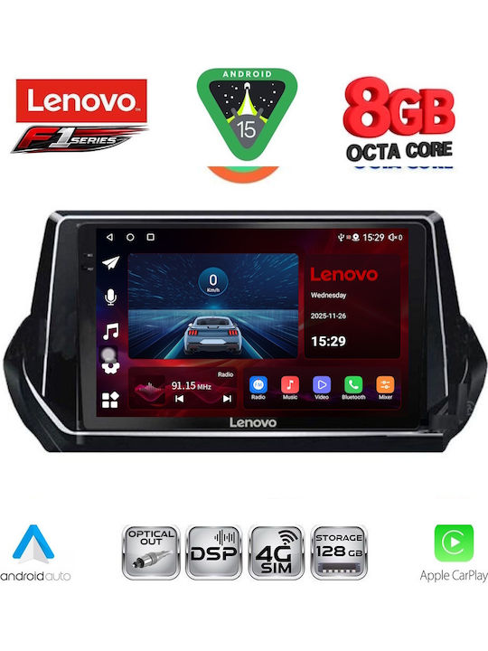 Lenovo Car Audio System for Peugeot 208 2008 with Touch Screen 9" Bluetooth USB Wi-Fi GPS Apple CarPlay Android Auto