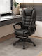 Homeone Executive Reclining Office Chair with Fixed Arms Black Velvet-Black Metal