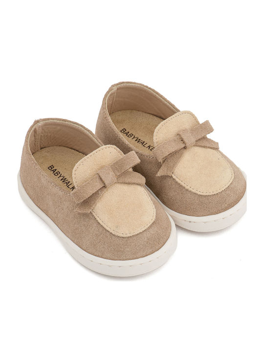 Babywalker Beige Baptism Leather Moccasins