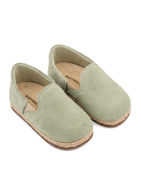 Babywalker Green Baptism Leather Espadrilles