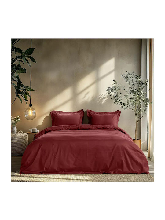 Beauty Home Super-Double Bed Sheets Set With Rubber Hugger 170x200+30cm Burgundy 4 Pieces 1700SEYDL-Cabernet