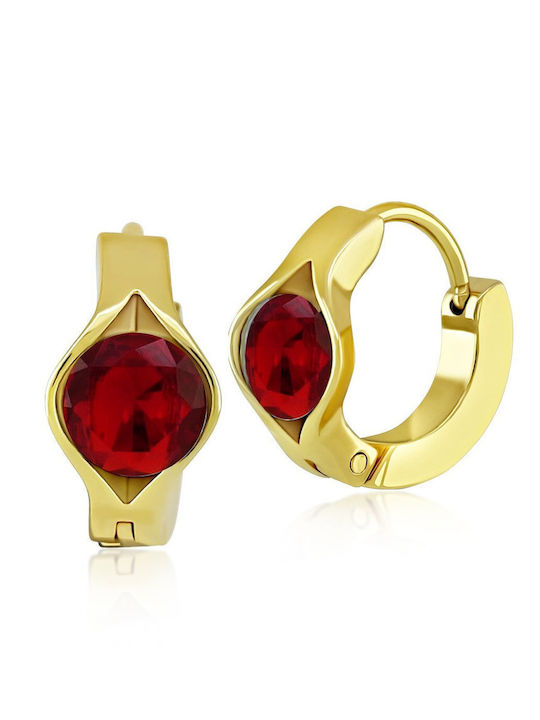 Bijou Box Earrings Hoops made of Steel Gold Plated with Stones