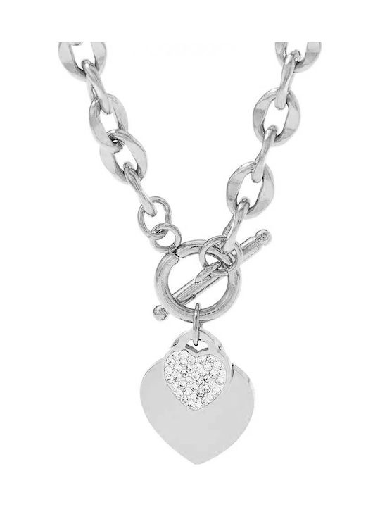 Elegant Necklace with design Heart from Steel