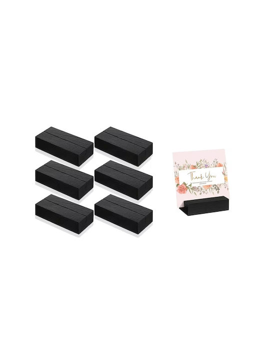 Wooden Place Card Holder Set 6 Pieces Ebony Black 7x3.5x1.8cm