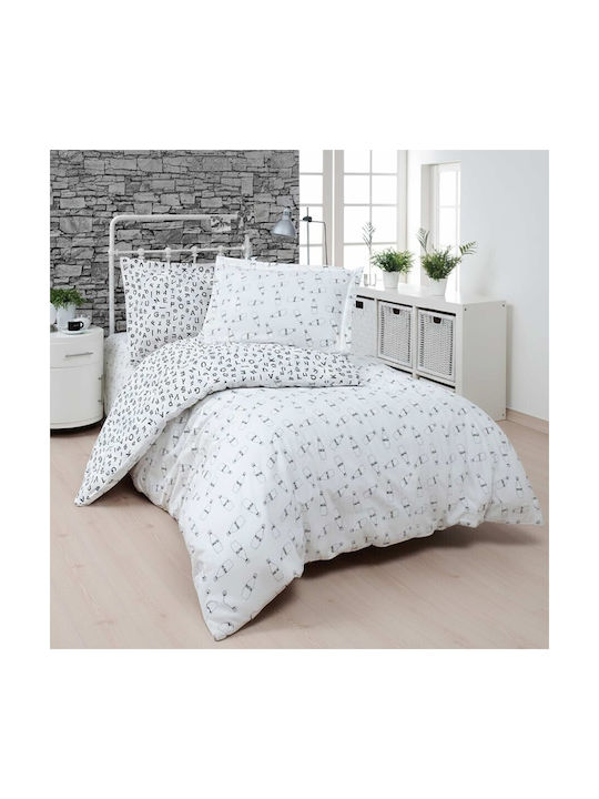 Pucioasa Conținut set Husă de pilotă pentru copii Dublă cu 2 fețe de pernă Alb 200x230cm