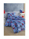 Kids Duvet Cover Set Single Blue Superhero Pattern 160x220 Cm