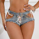 Sexy Hollow Lace-up Denim Shorts