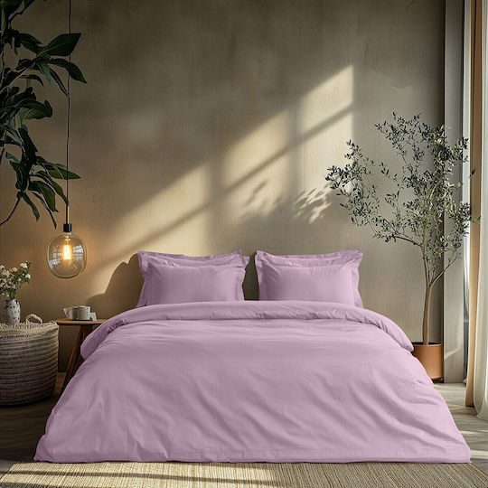Beauty Home Σετ Παπλωματοθήκη Βαμβακοσατέν 170x250cm Μονή με Μαξιλαροθήκη Λιλά