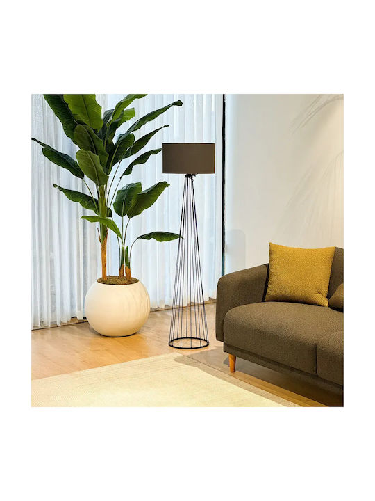 Lampadar De Podea Modern Negru Cu Bază Metalică 140x38 Cm