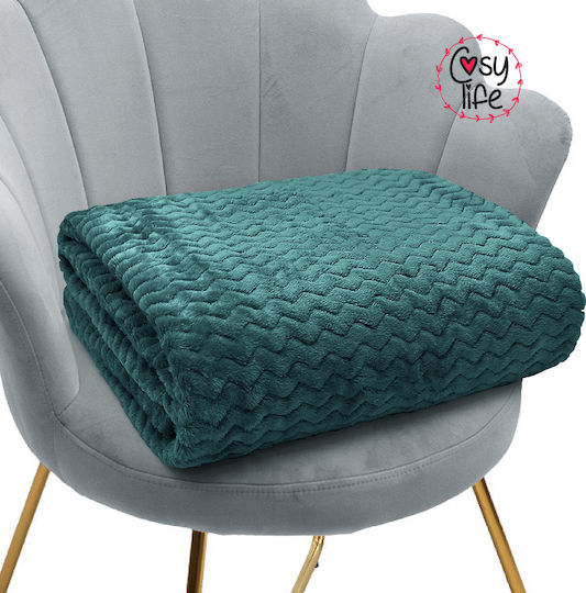 Cosy All Seasons Velvet Blanket Single 160x220cm Petrol Blue