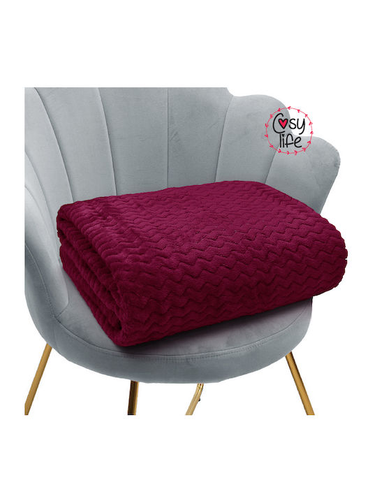 Cosy All Seasons Velvet Single Blanket 160x220cm Burgundy