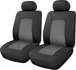 Cartech Μπροστινά Καλύμματα 6τμχ Πολυεστερικά Perfect Fit Μαύρο / Γκρι 16401