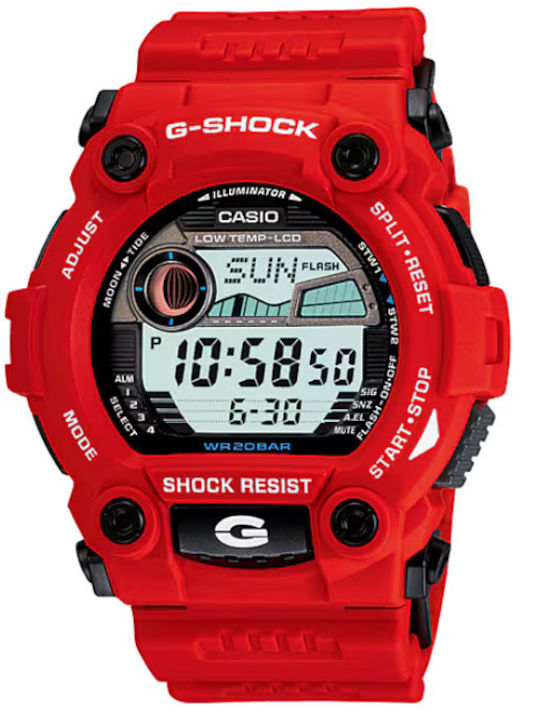 Casio Дигитален Мъжки Часовник На Батерия С Червена Каучукова Каишка
