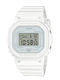 Casio Digital Men's Watch Battery with White Rubber Strap