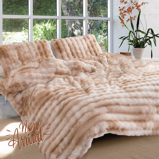 Cosy All Seasons Duvet Cover Set Flannel Single with Pillowcase 160x240 Beige