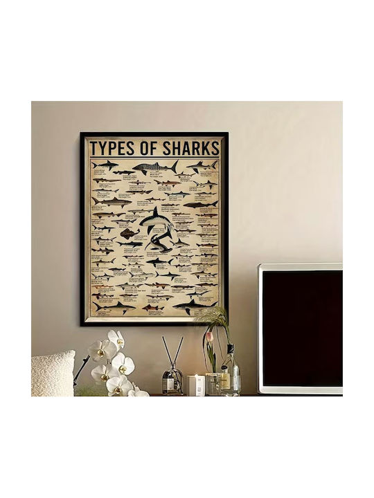 Canvas Print 60×40cm – Shark Items Without Frame