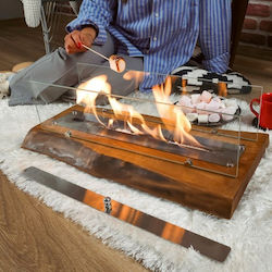 Schreibtisch Bioethanol-Kamin Natürliches Holz Walnuss Modern Karydi 63×20 cm Schreibtisch Bioethanol-Kamin Natürliches Holz Walnuss Modern Karydi 63×20 cm