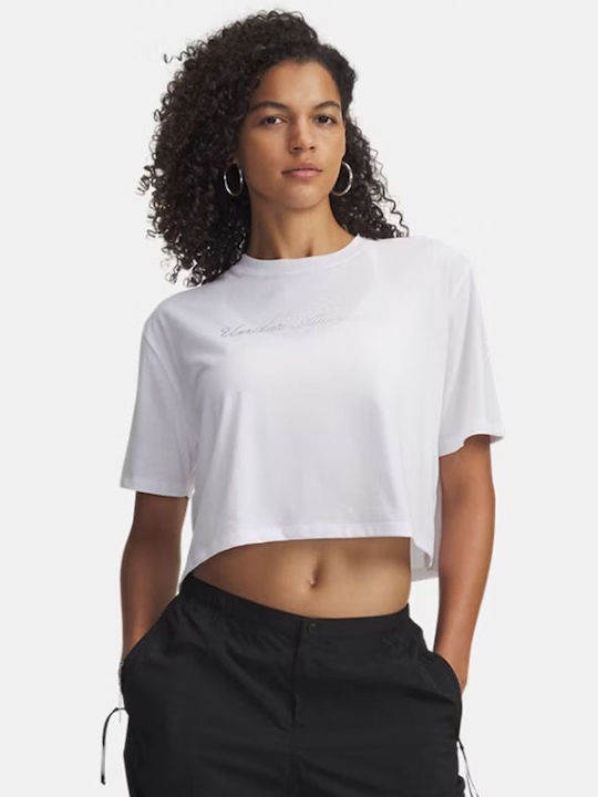 Γυναικείο Crop Top Βαμβακερό Κοντομάνικο Λευκό