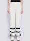 Women's Fabric Trousers with Elastic Striped White-black
