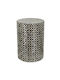 Round Side Table Ivory Wooden Black and white L35xW35xH50cm.