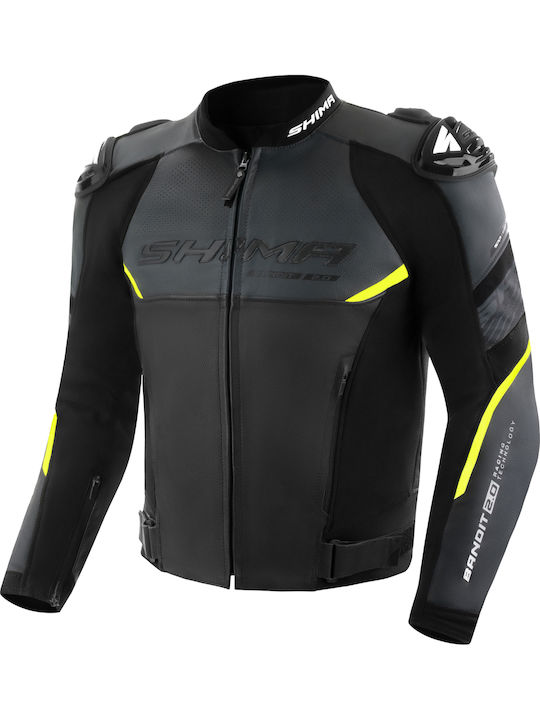 Shima Bandit 2.0 Fluo Winter Men's Motorcycle Jacket Leather Black BANDIT