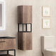 Inter Ceramic Wall Hung Cabinet Bathroom Column Cabinet L30xD30xH125cm Brown