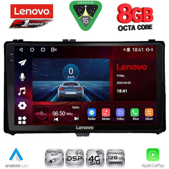 Lenovo Ηχοσύστημα Αυτοκινήτου για Toyota Auris / Aygo X / Corolla 2015 (Bluetooth/USB/WiFi/GPS/Apple-Carplay/Android-Auto) με Οθόνη Αφής 9"