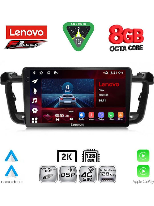Lenovo Car Audio System for Peugeot 508 2010-2016 (Bluetooth/USB/WiFi/GPS/Apple-Carplay/Android-Auto) with Touch Screen 9"