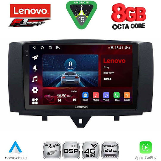 Lenovo Ηχοσύστημα Αυτοκινήτου για Smart ForTwo 2010-2015 (Bluetooth/USB/WiFi/GPS/Apple-Carplay/Android-Auto) με Οθόνη Αφής 9"