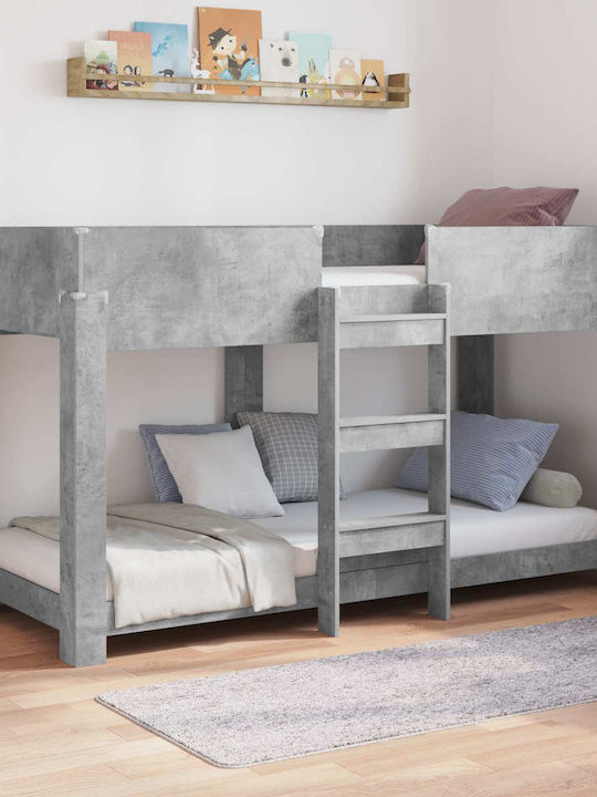 Kids Bed Bunk Single Gray for Mattress 80x190cm