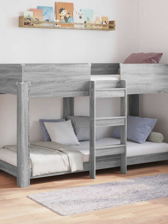 Kids Bed Bunk Single Gray for Mattress 80x190cm
