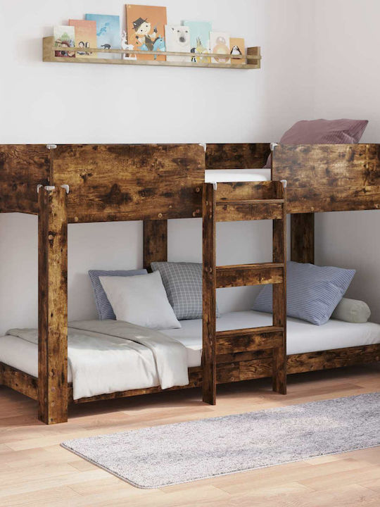 Kids Bed Bunk Single Brown for Mattress 80x190cm