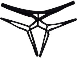 Sexy Low Waist Open Thong Black