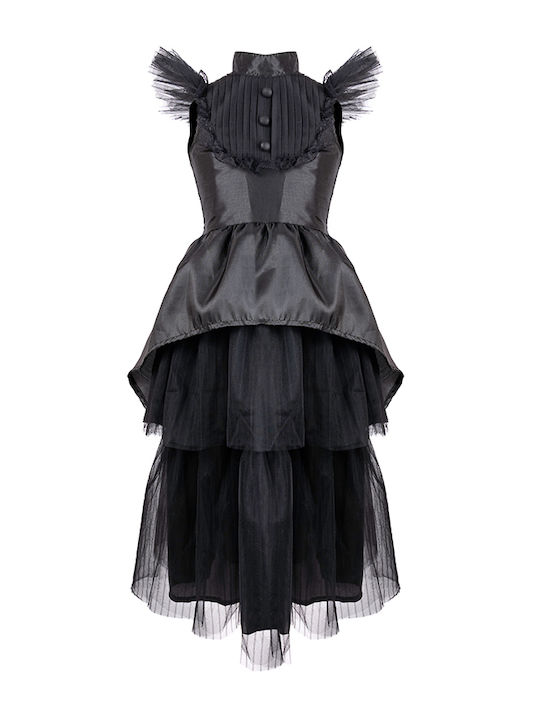 Kinder Karnevalskostüm schwarzes Gothic-Hexen-Kleid