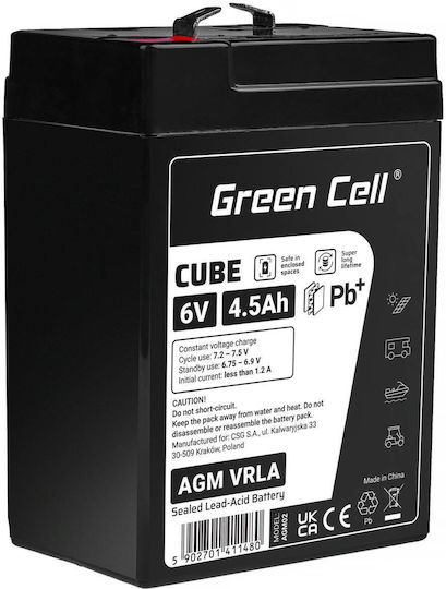 Green Cell Μπαταρία UPS με Χωρητικότητα 4.5Ah και Τάση 6V AGM6V4-5AH-J 1τμχ