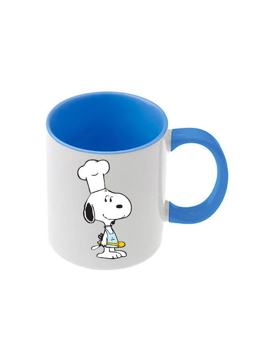 Snoopy Blaue Tasse Mit Griff Innen