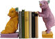 Book End Holders Pig Party Polyresin Orange Purple Set of 2 Pieces 12.8x15x29.5cm