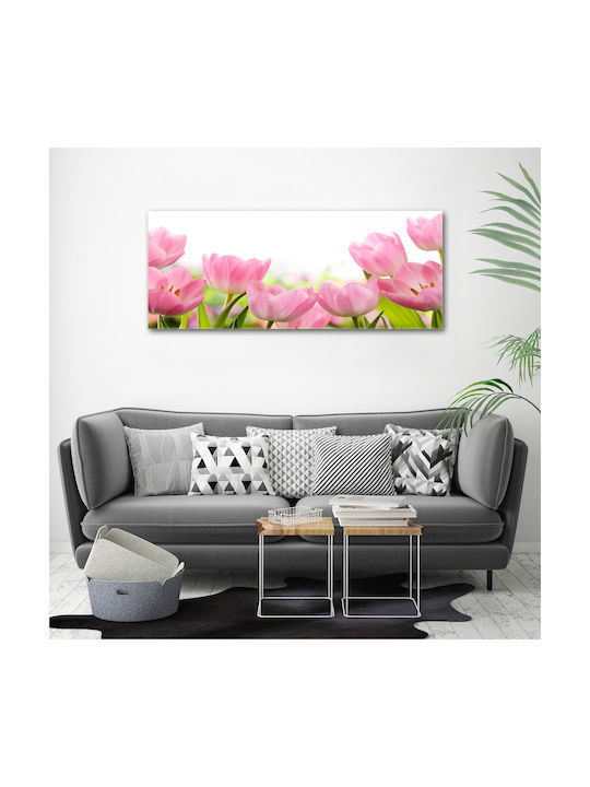 Panou De Perete Pânză De Înaltă Calitate Imprimare Lalele Roz 125x50 Cm