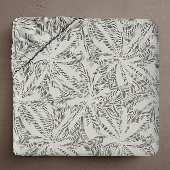 Isadore Lorraine Sheet for Single Bed with Elastic 100x200+30cm. Special Edition Flower Grey