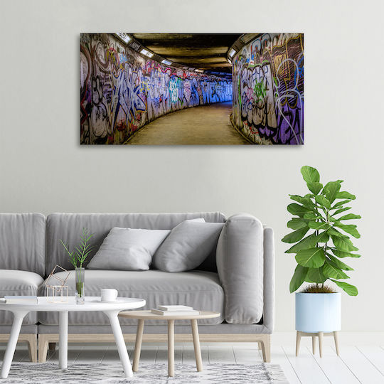 Wall Canvas Painting Ready Immediate Installation Graffiti In The Metro 100x50 Cm