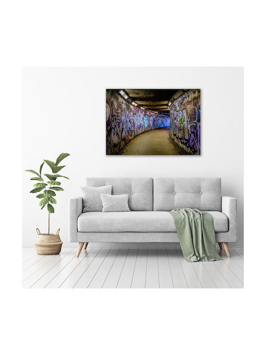 Wall Canvas Painting Ready Immediate Installation Graffiti In The Metro 100x70 Cm