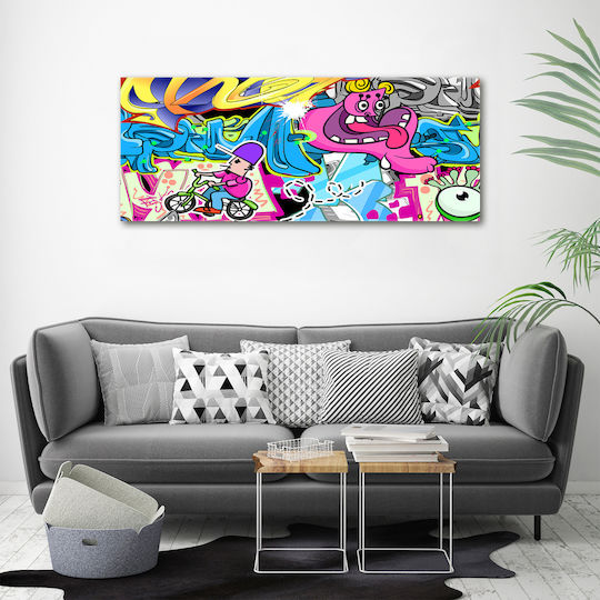 Panou De Perete Pânză Potrivit Pentru Decor Permanent Graffiti 125x50 Cm