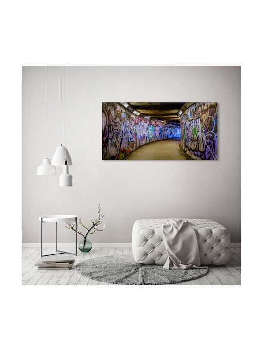 Wall Canvas Painting Ready Immediate Installation Graffiti In The Metro 120x60 Cm