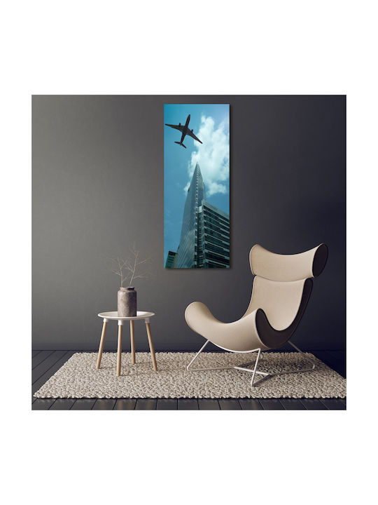 Tablou Artistic De Perete Pânză Avion Peste Oraș 50x125 Cm