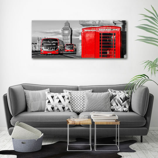 Panou De Perete Pânză Decorațiune Permanentă Autobuze Roșii 125x50 Cm