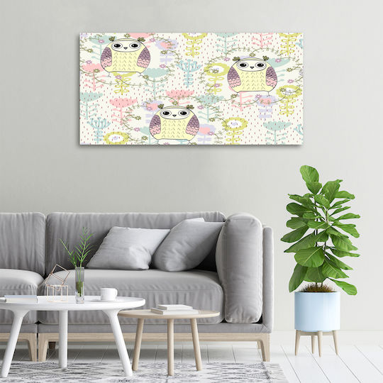 Dekorativer Gemälde Segeltuch Hochwertiger Druck Eulen 100x50 cm