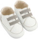 Babywalker Βαπτιστικά Δερμάτινα Sneakers Αγκαλιάς Λευκό-Γκρι