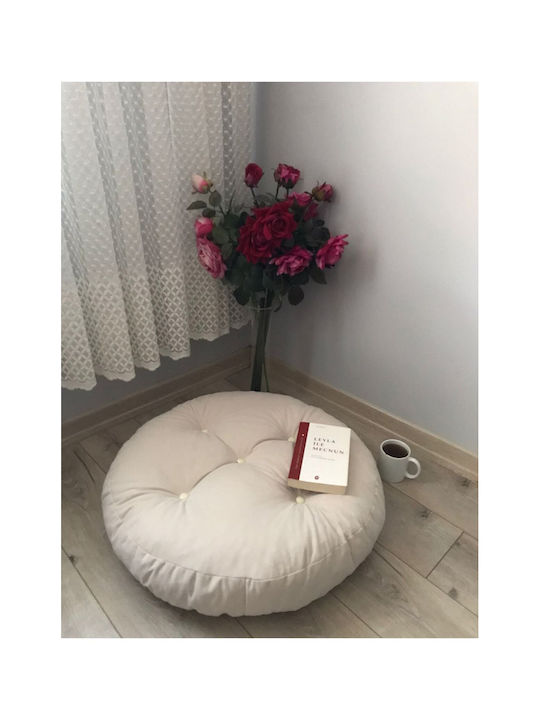 Πουφ Μαξιλάρι Δαπέδου Σαλόνι & Μπαλκόνι Κρεμ-60x60cm
