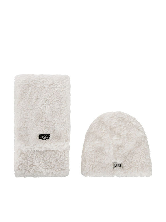 UGG Σετ Παιδικό Σκουφάκι με Κασκόλ Γούνινο Γκρι