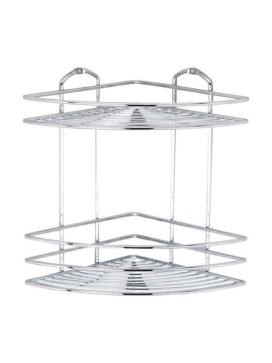 Tekno-Tel Corner Wall Mounted Bathroom Shelf Inox 27x19x28cm Silver